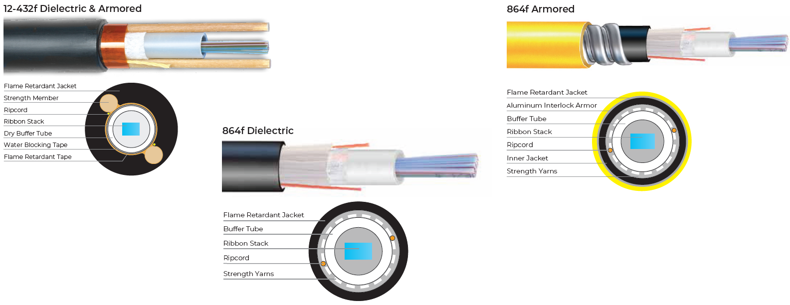 12-864f GenSPEED® FusionLink™ I/O Riser Ribbon Dry RICT Cable