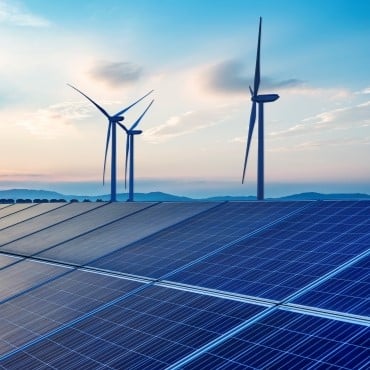 Onshore Wind Turbines and Solar Panels