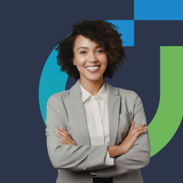 Professional woman wearing a suit with arms crossed
