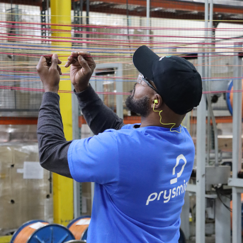 Prysmian employee completing product quality assessment